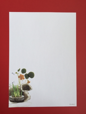 A4 White Color Letterhead Stationery Paper with Art Potted Design