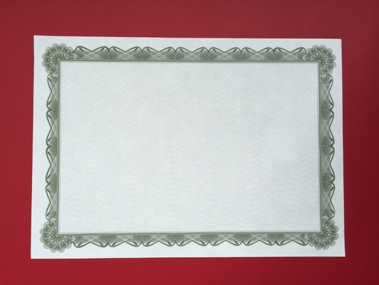 Premium Blank Certificate Paper , Professional Green Border Certificate Paper