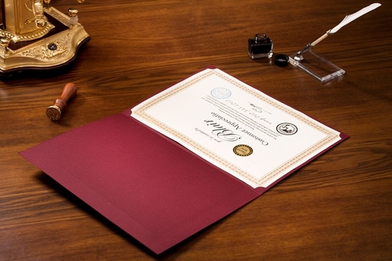 Horizontal / Vertical Version Certificate Presentation Folders Parchment Material Made