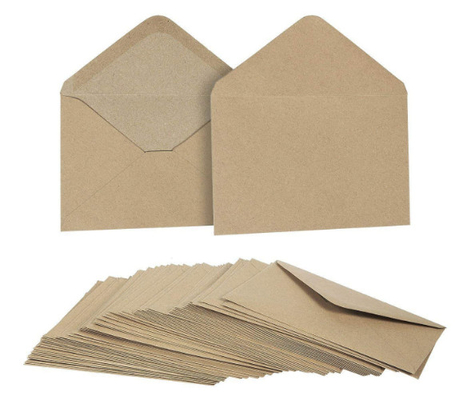 Brown Color Craft Paper Envelopes , 50 Pieces Contour Flap Envelopes