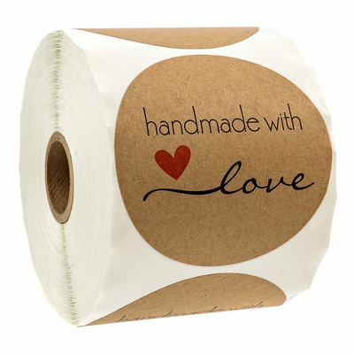 Natural Kraft Handmade Round Stickers 500 Labels Per Roll CE / SGS Certified