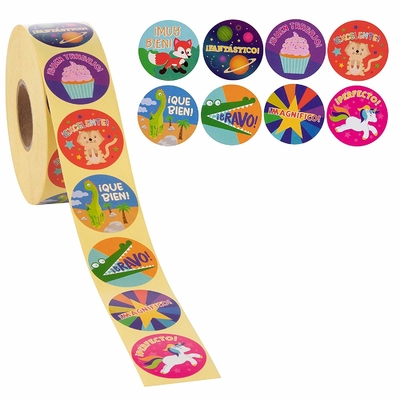 Spanish Encouragement Round Paper Tags Kids Motivation Use With Animals Pattern