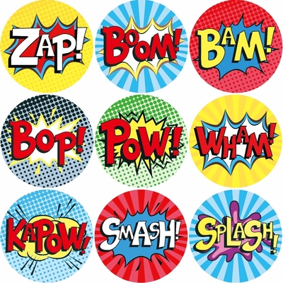 Superhero Perforated Adhesive Labels 200pcs Halloween Party / School Use