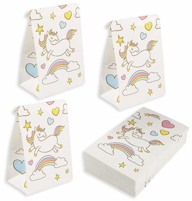 36 Packs Kraft Gift Bags / Kraft Paper Bags 5.2x8.7x3.3 Inches For Unicorn Party
