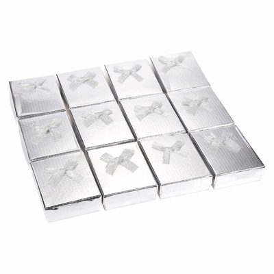 Silver Paper Jewellery Box / Gift Box 12 Pieces In 2.7 X 1 X 3.5 Inches