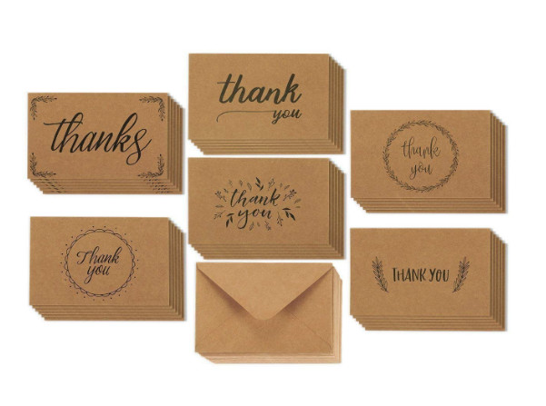 handwritten style holiday greeting cards kraft paper thank you holiday thank you cards