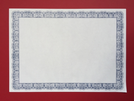Professional Blank Certificate Paper , Blue Color Certificate Inner Paper