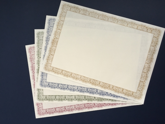 Professional Blank Certificate Paper , Blue Color Certificate Inner Paper