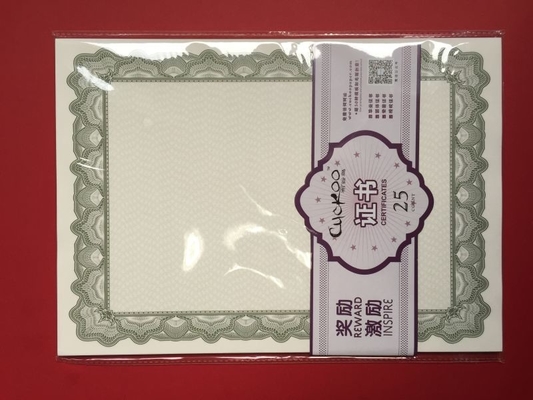 Premium Blank Certificate Paper , Professional Green Border Certificate Paper