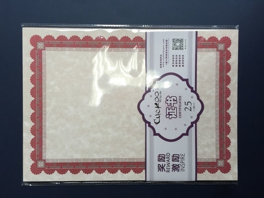 Horizontal Or Vertical Blank Certificate Paper 210x297mm CE / SGS Approved