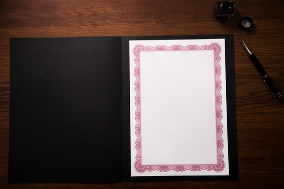 Red Color Border Parchment Paper Sheets 210x297mm Certificates Use
