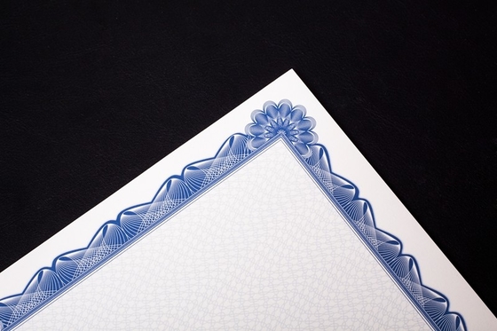 Plain White Certificate Paper Blue Border Hot Stamping Type For Printing