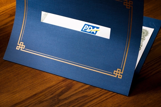 Parchment Material Certificate File Holder , Gold Foil Hot Stamping Certificate Covers