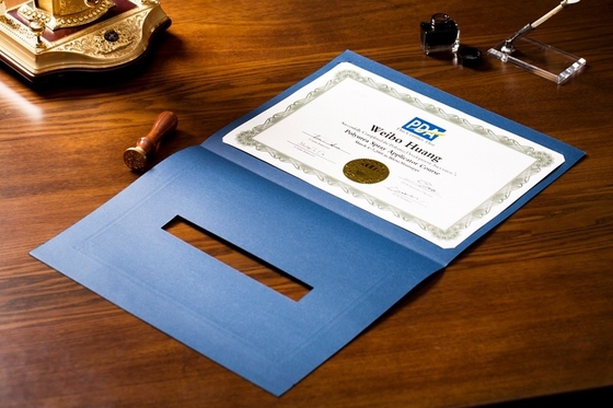 Parchment Material Certificate File Holder , Gold Foil Hot Stamping Certificate Covers