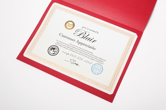 OEM / ODM Award Certificate Covers , Chinese Red Parchment Paper Certificate Holder