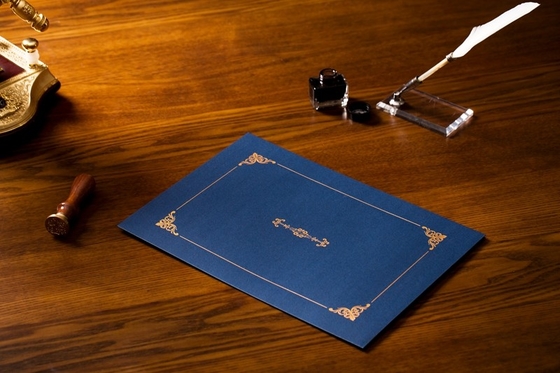 Gold Foil Embossed Certificate Holders , Parchment Paper Padded Certificate Folder