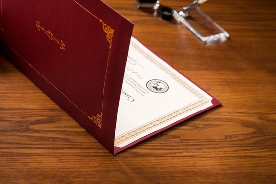 Horizontal / Vertical Version Certificate Presentation Folders Parchment Material Made