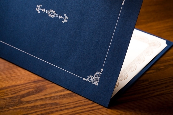 Silver Hot Stamping Certificate Paper Holder Horizontal / Vertical Version Available