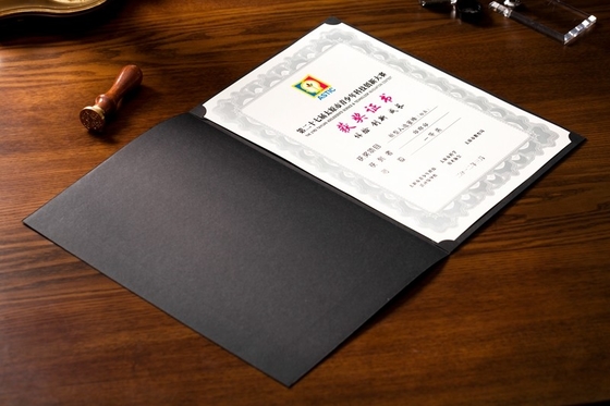 Silver Hot Stamping Award Certificate Holders Parchment Material Black Color Available