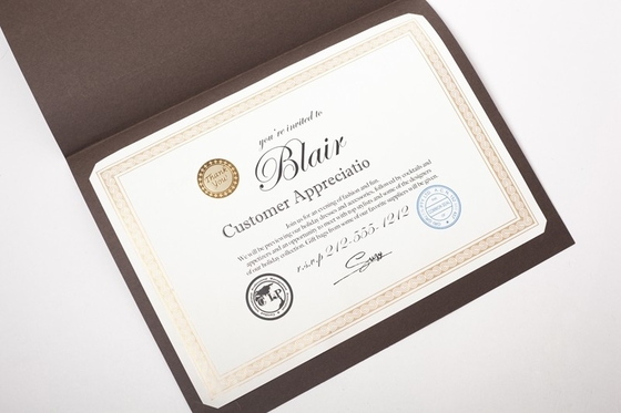 Parchment Paper Folder For Keeping Certificates OEM / ODM Services Supported