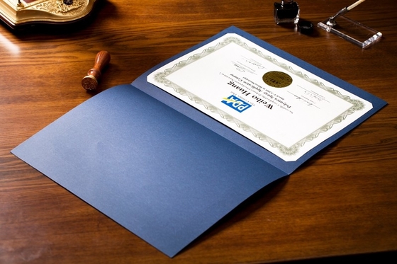 Hot Stamping Rally Blue Document And Certificate Holder CE / SGS Approved