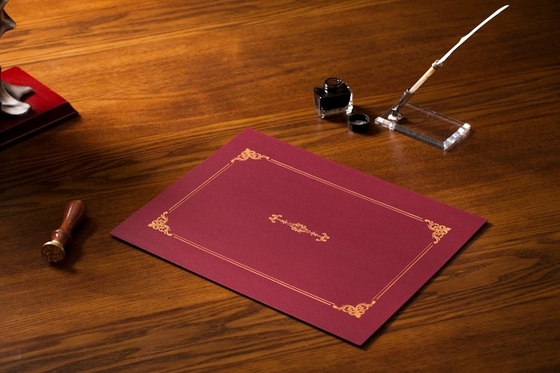 Chinese Red Certificate Paper Holder , Hot Stamping Padded Certificate Covers