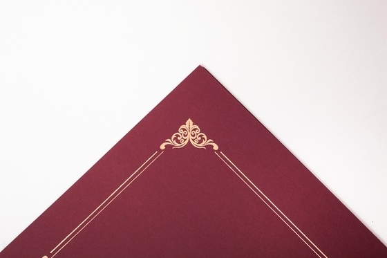 Chinese Red Certificate Paper Holder , Hot Stamping Padded Certificate Covers