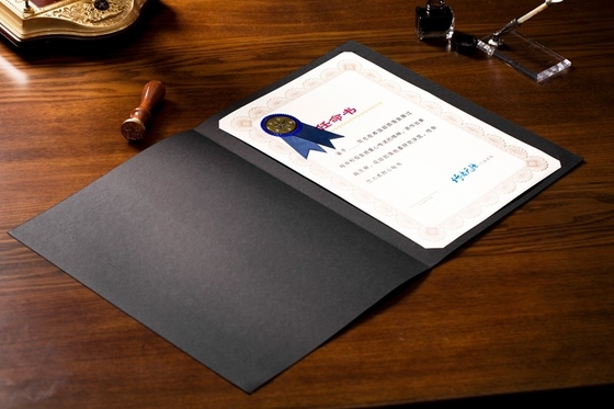 Professional Hardcover Certificate Holders , Classic Black Custom Certificate Jackets