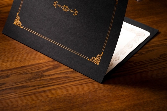 Professional Hardcover Certificate Holders , Classic Black Custom Certificate Jackets