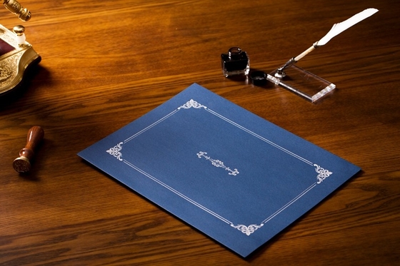 Silver Hot Stamping Padded Certificate Holder OEM / ODM In Rally Blue Color