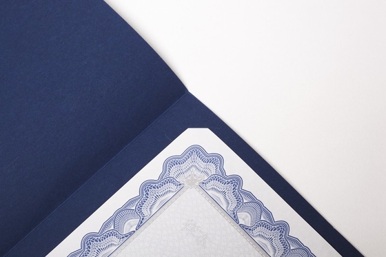 Silver Hot Stamping Padded Certificate Holder OEM / ODM In Rally Blue Color
