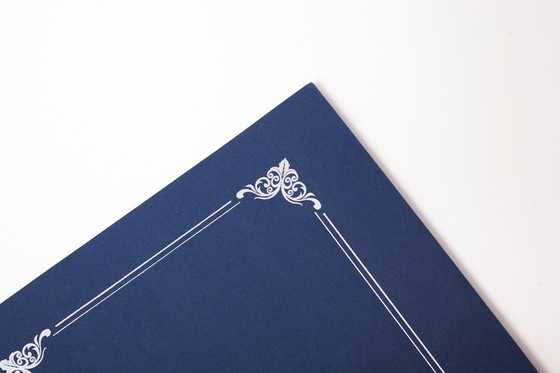 Silver Hot Stamping Padded Certificate Holder OEM / ODM In Rally Blue Color