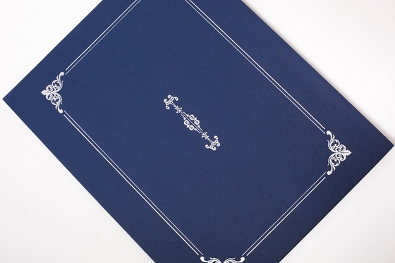 Silver Hot Stamping Padded Certificate Holder OEM / ODM In Rally Blue Color