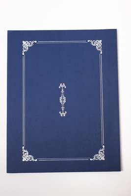 Silver Hot Stamping Padded Certificate Holder OEM / ODM In Rally Blue Color