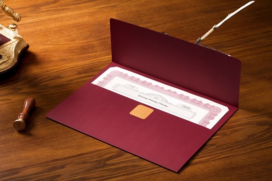 Hot Stamping Padded Certificate Holder Chinese Red Color In 234x319mm Size