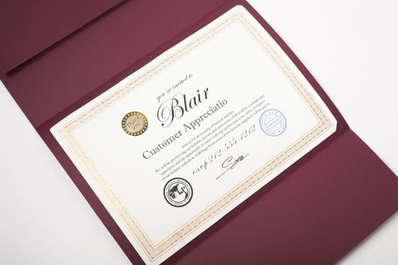 Horizontal / Vertical Version Certificate Paper Holder Silver Hot Stamping Type