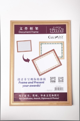 Wall Hanging A4 Certificate Frames Parchment Material With Transparent PVC Film