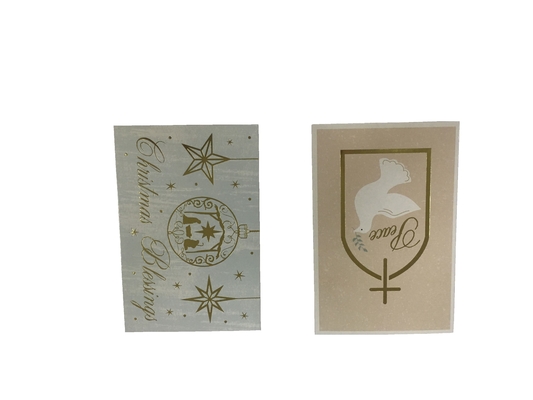 250gsm Ivory Folded Happy Holidays Card 4*6 Inches With Gold Envelope