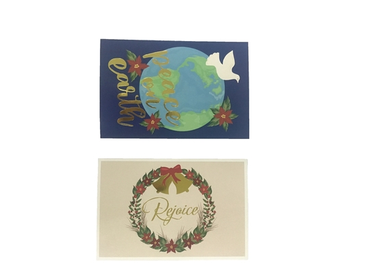 250gsm Ivory Folded Happy Holidays Card 4*6 Inches With Gold Envelope