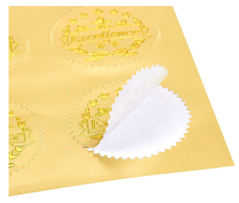 Self - Adhesive Aluminum Gold Foil Seals / Round Foil Stickers 1.7'' In Diameter