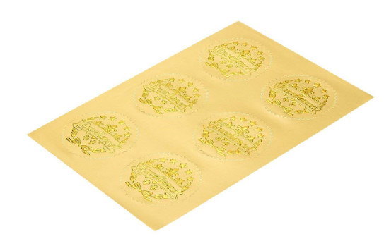 Self - Adhesive Aluminum Gold Foil Seals / Round Foil Stickers 1.7'' In Diameter