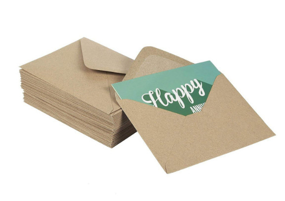 Brown Color Craft Paper Envelopes , 50 Pieces Contour Flap Envelopes