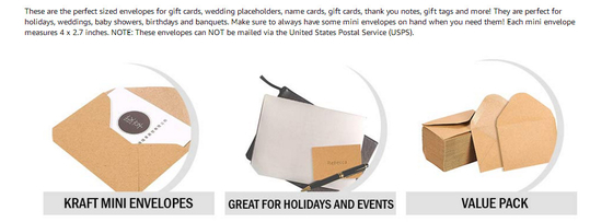 Mini Brown Invitation Envelopes / Greeting Card Envelopes Kraft 130gsm Material Made