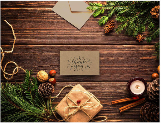 Handwritten Style Holiday Greeting Cards , Kraft Paper Thank You Greeting Cards