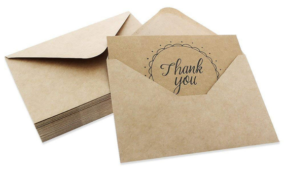 Handwritten Style Holiday Greeting Cards , Kraft Paper Thank You Greeting Cards