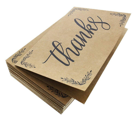 Handwritten Style Holiday Greeting Cards , Kraft Paper Thank You Greeting Cards