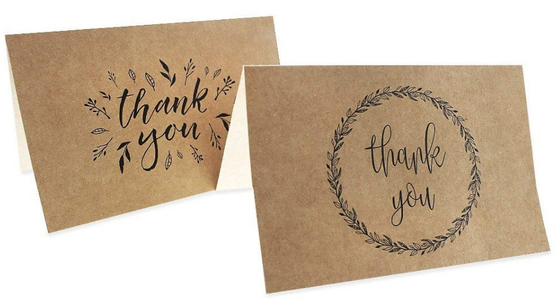 Handwritten Style Holiday Greeting Cards , Kraft Paper Thank You Greeting Cards