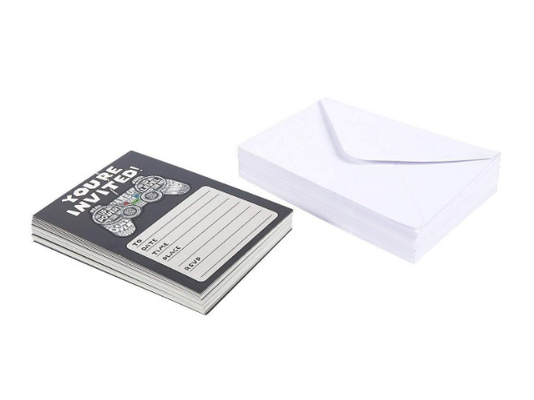 Video Game Theme Invitation Postcards Black Color Birthday Party Usage