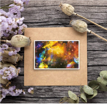 Multicolored 4x6'' Happy Holidays Card Cosmic Designs Envelopes Included