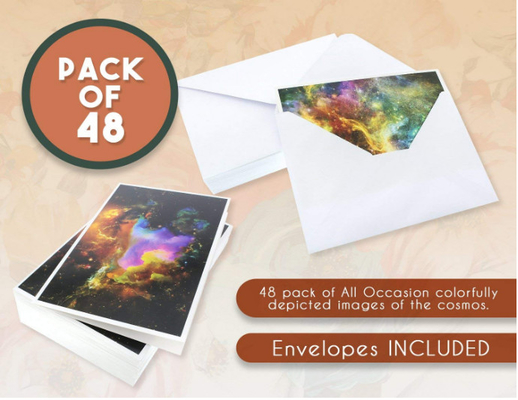 Multicolored 4x6'' Happy Holidays Card Cosmic Designs Envelopes Included